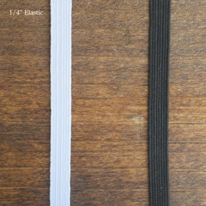 White or Black Flat Braided Durable Elastic: 1/8", 1/4", 1/3", 3/8", 1/2", 1"