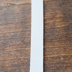 White or Black Flat Braided Durable Elastic: 1/8", 1/4", 1/3", 3/8", 1/2", 1"