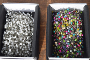 700 White and Colorful Bead Corsage Pins