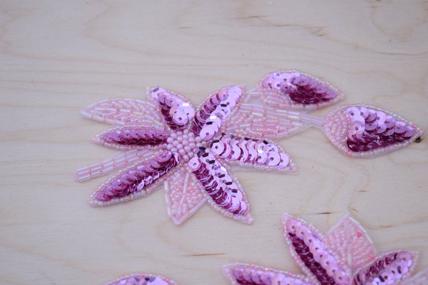 2 Dual colored Pink Sequin Flower Applique/Patch