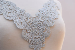 1 Soft Silver or Gold Metallic Venice Lace Applique