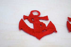 2 Red Anchor Patch Miniature Nautical Themed Patch With Rope Detail.