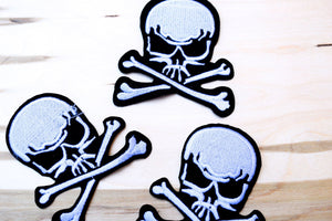 1 Black and White  Skull Iron on  Patch