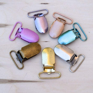 1 Dozen  1" Metal Suspender Clips Available in 5 Colors