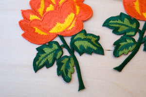 2 Tiger Orange and Bumblebee Yellow Embroidery Flower Patches