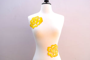 2  Golden Glow Setting Yellow Embroidery Rose Flower Patch