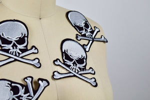 1 Black and White  Skull Iron on  Patch