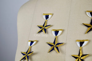 3 Gold, White, Navy Or Black Star Patches with Iron on Backing- Fine Embroidery