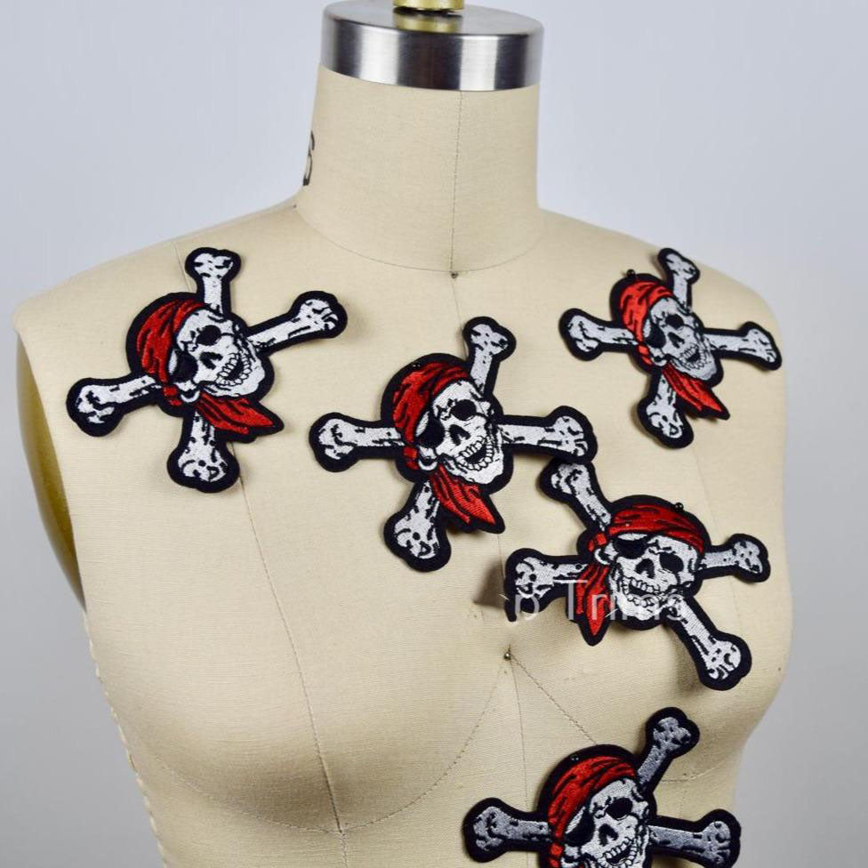 1 Pirate Skull and Bones Iron on Patch