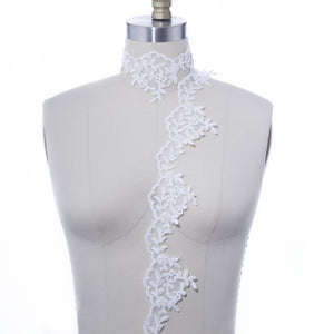 1 Yard 3" Sophisticated Polyester Bridal Lace Trim: Leaf Like Motif Lace with Delicate Beading