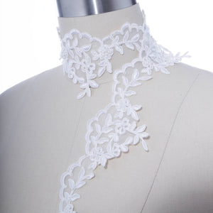 1 Yard 3" Sophisticated Polyester Bridal Lace Trim: Leaf Like Motif Lace with Delicate Beading