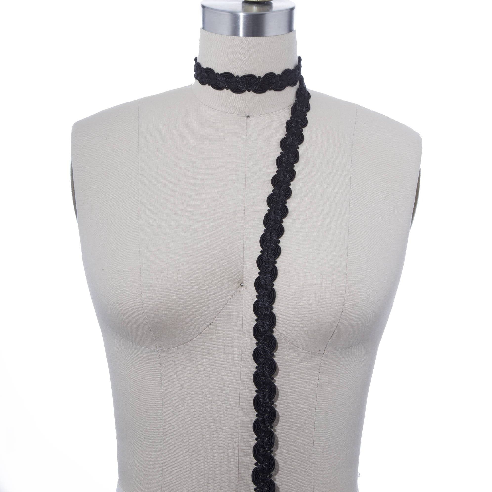 3/4" Black Braided French Gimp Trim