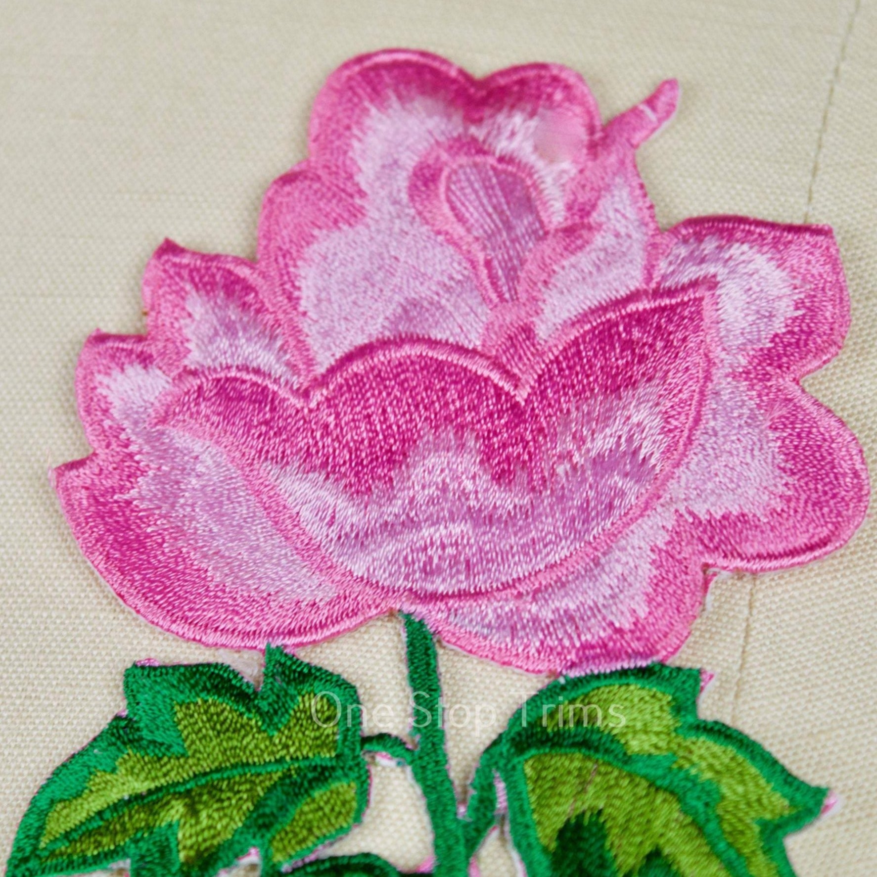 2 Baby Pink Embroidered Flower Patch