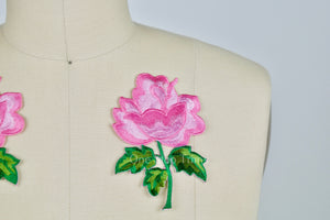 2 Baby Pink Embroidered Flower Patch