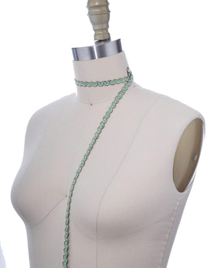 3/8" Mint Green and Antique Gold Scroll Gimp Trim