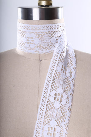 2 Yards Modern Print White or Ivory Polyester Lace Trim, Resembling Cluny Lace
