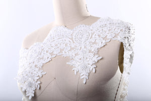 Extravagant Ivory or White Pearl Bridal Lace Trim