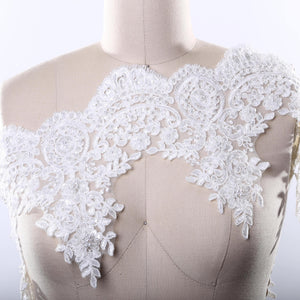 Extravagant Ivory or White Pearl Bridal Lace Trim