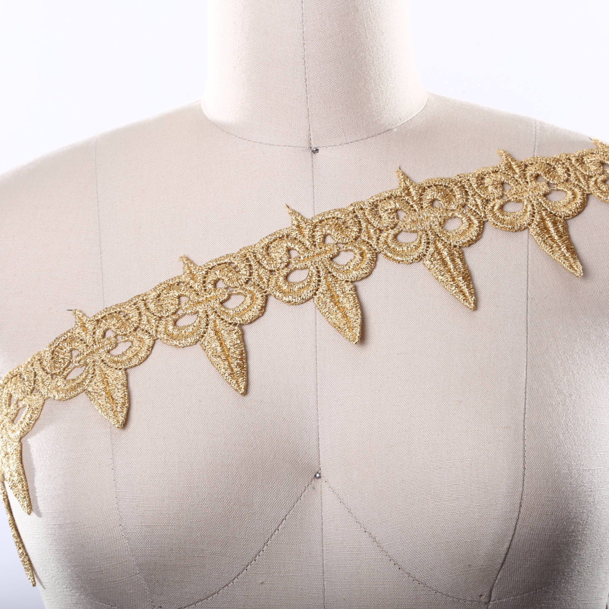 Gold Lace Trim Metallic Gold Venice Lace, Gold Venise Lace