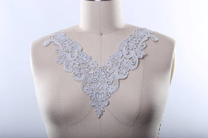 1 Soft Silver or Gold Metallic Venice Lace Applique