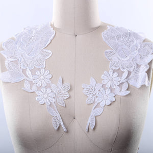 1 Pair White Large Venice Bridal Lace Applique