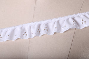 1 Yard 1.5" or 1" White Eyelet Ruffle Cotton Trim