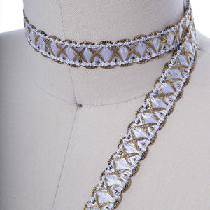 5/8" White Antique Gold Crossed X Style Detailing