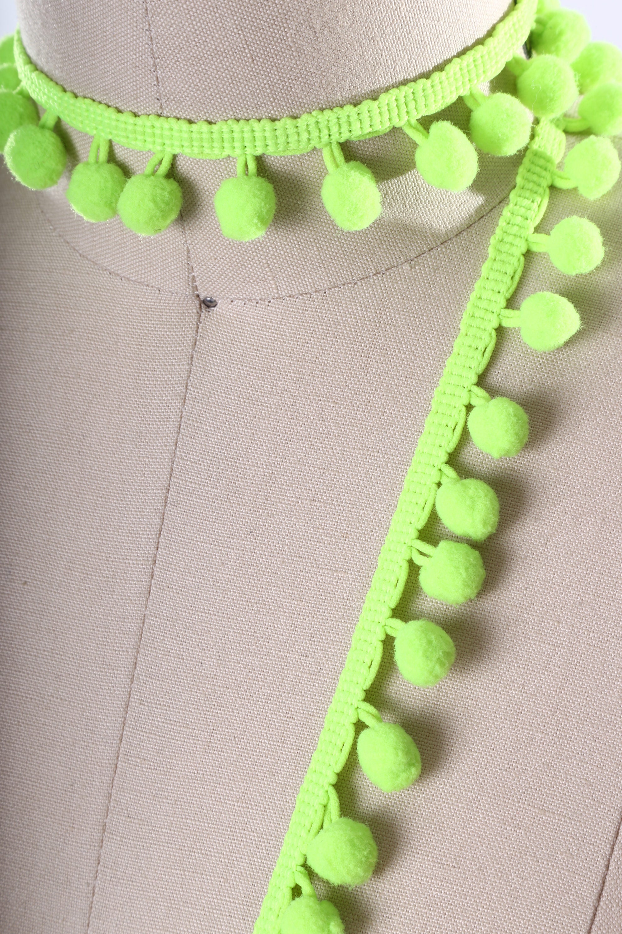 2 Yards 7/8 Neon Green Small Pom Pom Trim. – Trim 2000 Plus