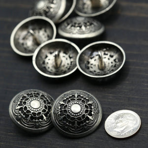 4 Antique Silver or Gold Metal Buttons