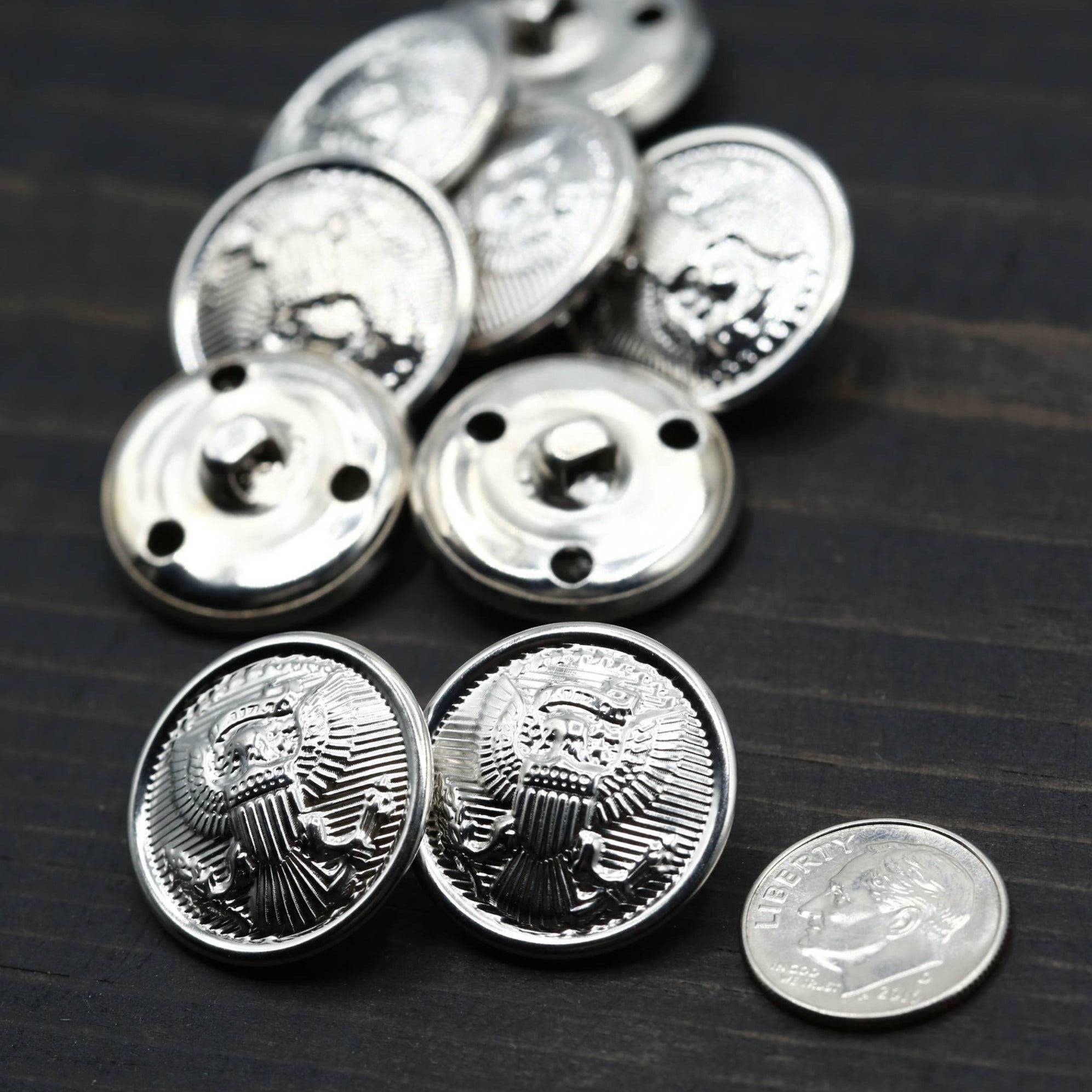 4 Silver USA Great Bald Eagle Aluminum Button