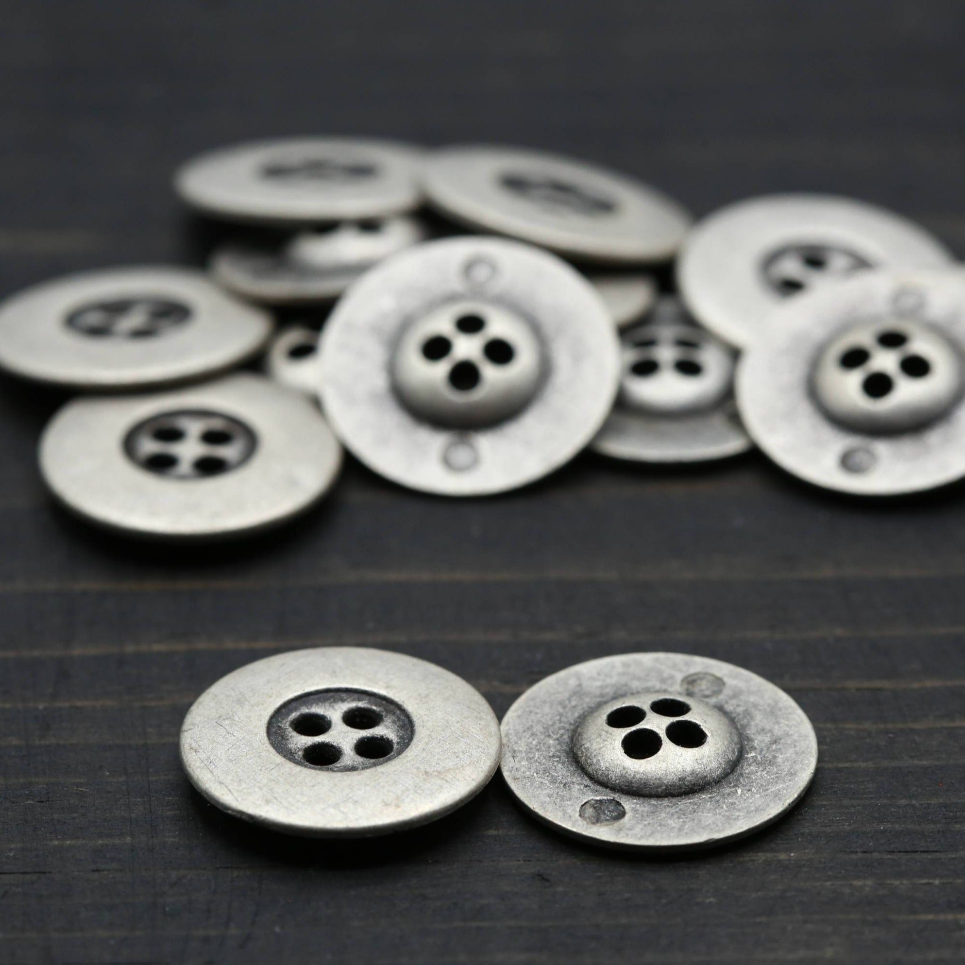 4 Silver Metal Button