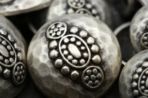 4 Silver Mallet Effect Metal Button