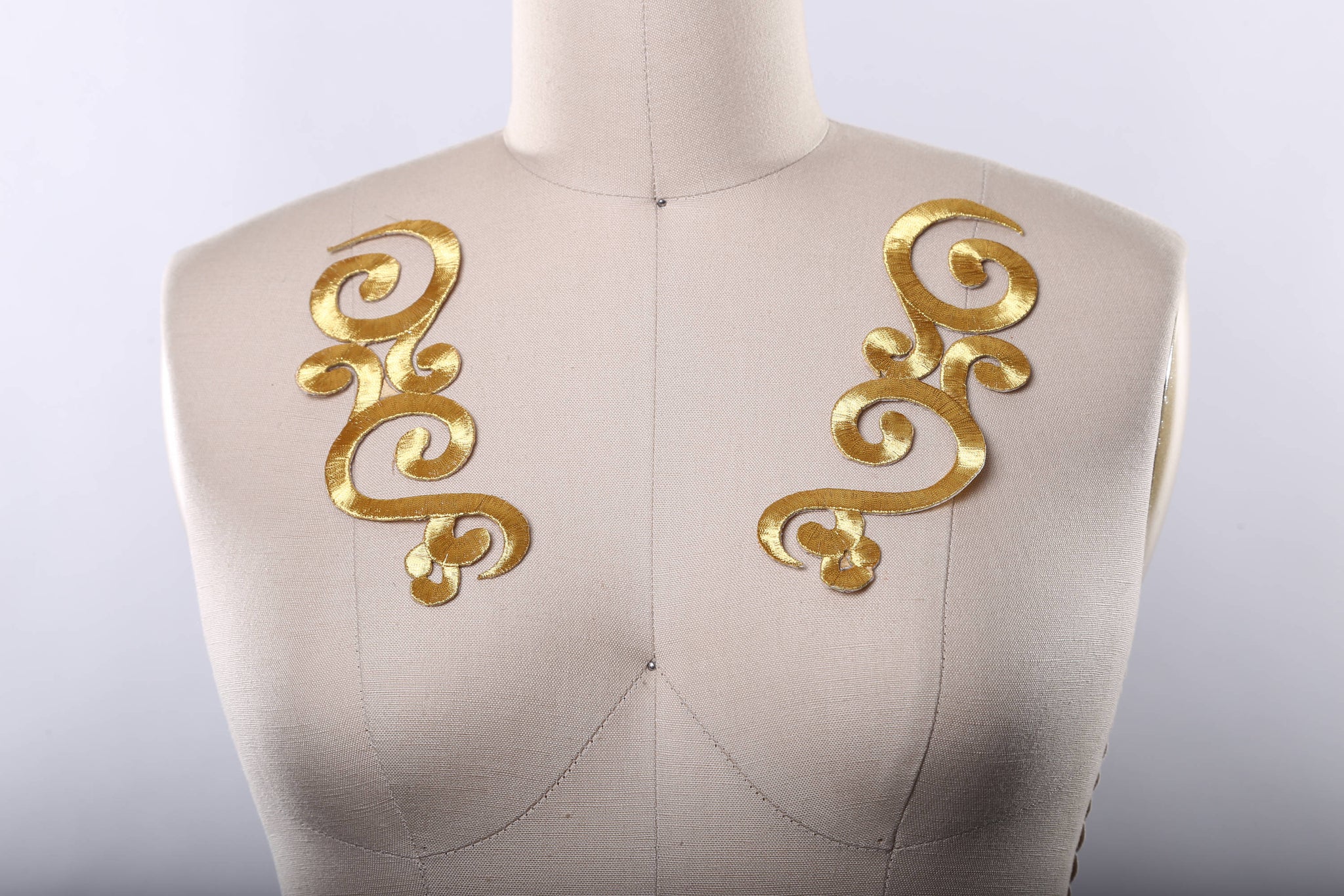 2 Piece  Embroidery Metallic Gold  Iron on Applique/Patch