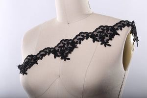 Sophisticated Black Beaded Sheer Lace Chiffon Trim