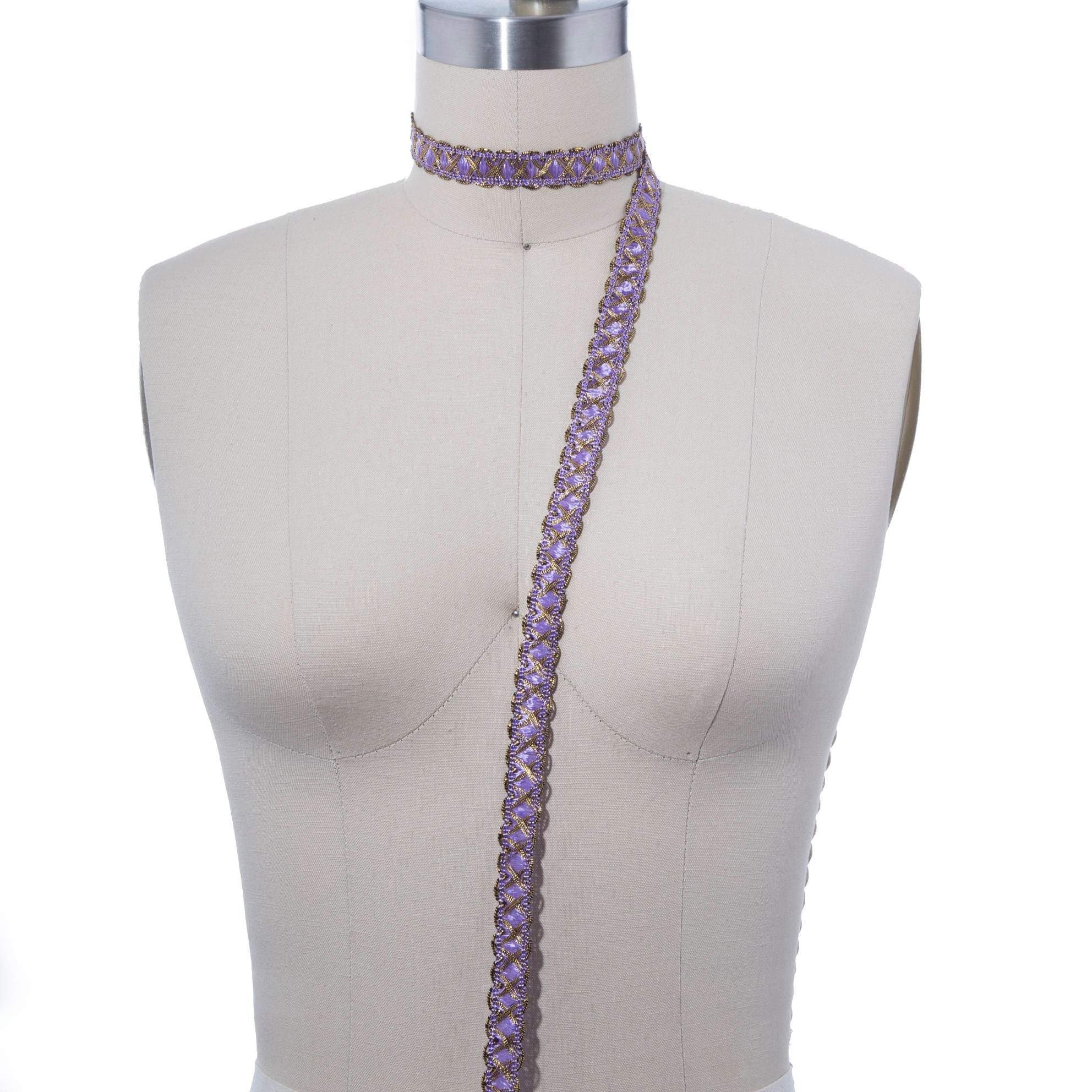 5/8" Lavender and Antique Gold Braided Gimp Trim