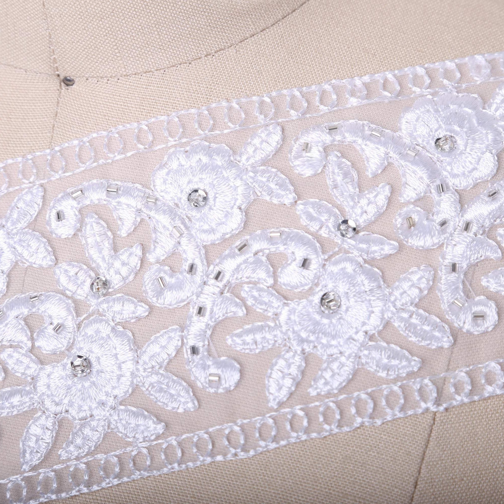 1 Yard 3" White Bridal Lace Embroidery Flower Chiffon Trim