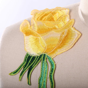 1 9.5" Pineapple Yellow Rose Embroidery Patch