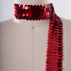 1 Yard  1.5" Red Stretch Sequin Trim