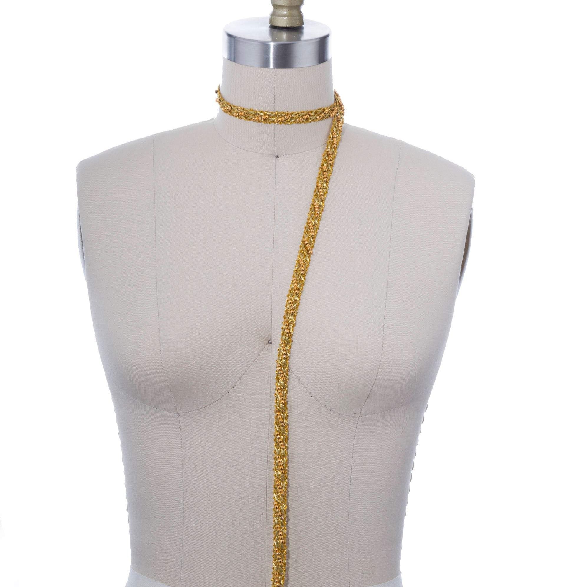 Narrow Silver or Gold Woven Beaded Gimp Trim