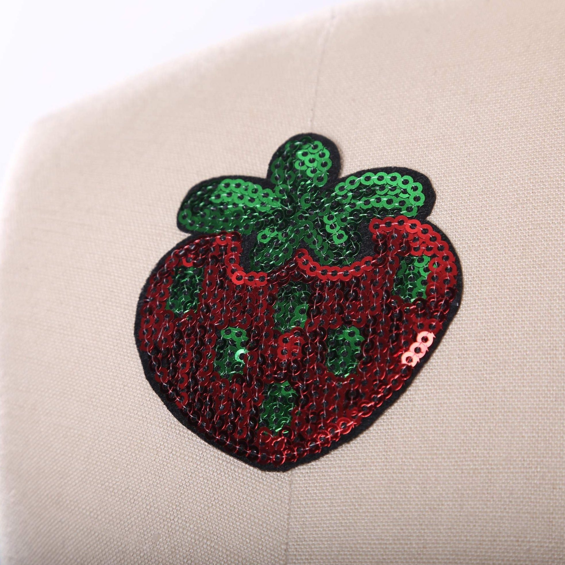 1 Red with Green Stems and Seeds Strawberry Sequined Patch