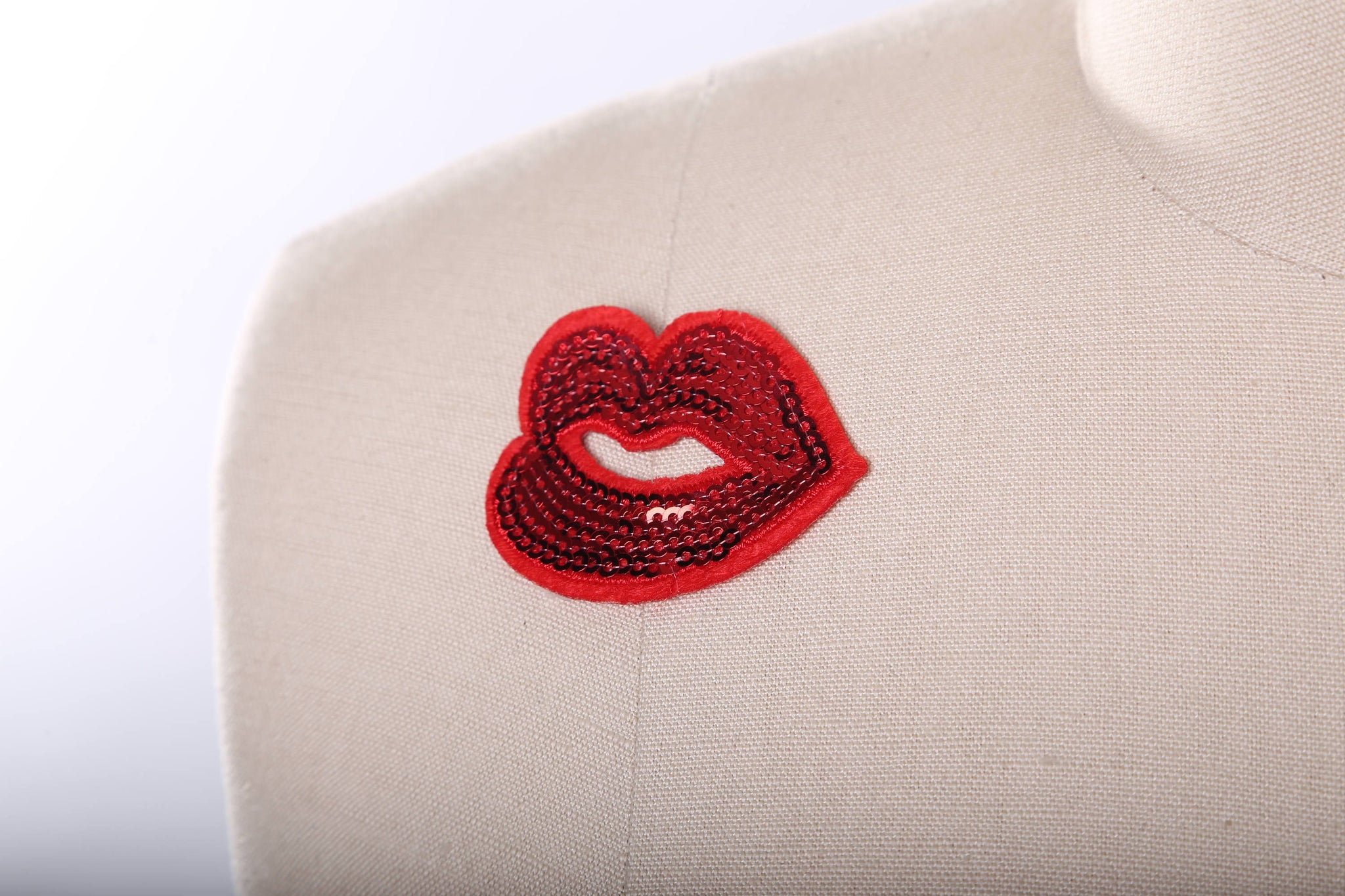 1 Red  sequin Iron on  Lips Patch