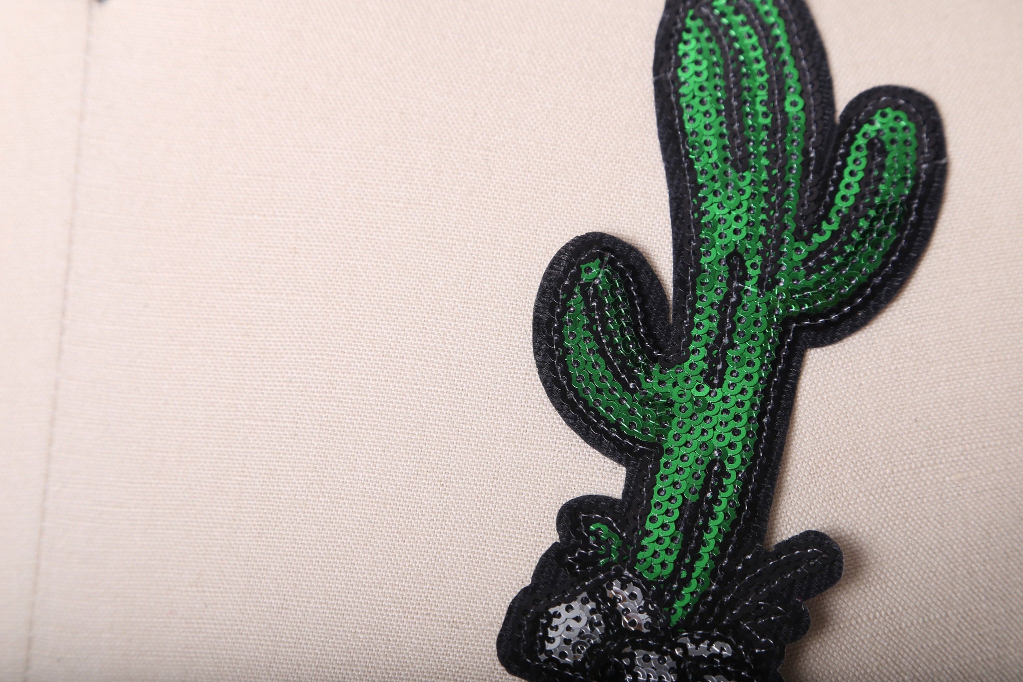 1 Vibrant Green Sequin  Iron on Cactus Patch