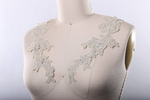 Champagne Sequin and Beaded Flower Lace Applique