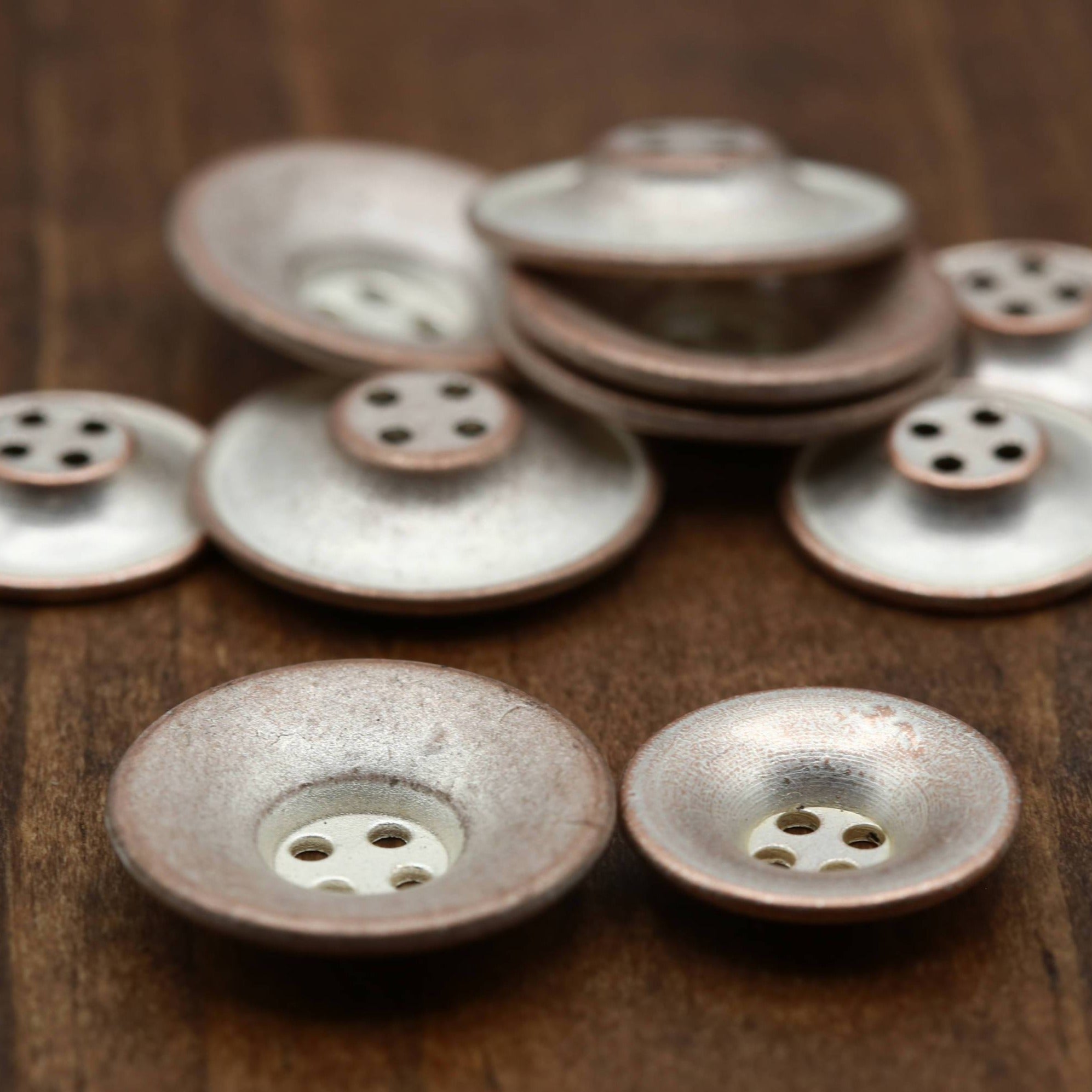 6 Rose Gold Concave Dip Metal Bronze Button