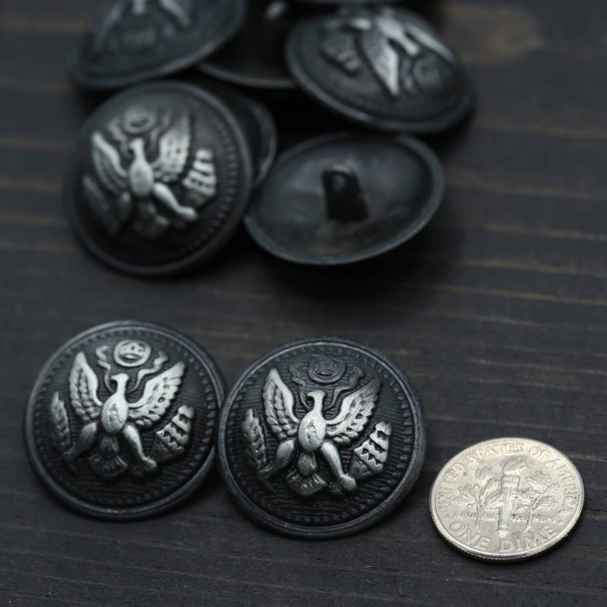 4 Charcoal Eagle Flying Design Gunmetal Button