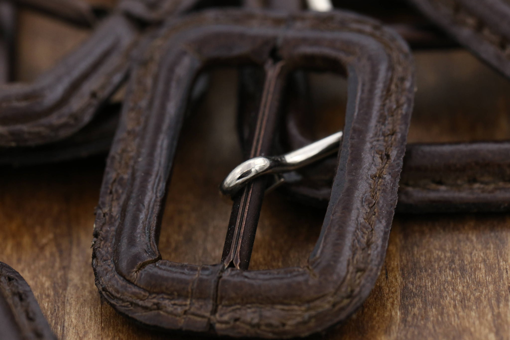 1 Rectangular Brown Vintage  Leather  Belt Buckle with Prong