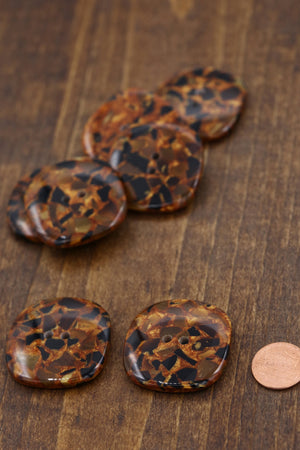 4 Brown Kaleidoscope Tortoise Effect Button