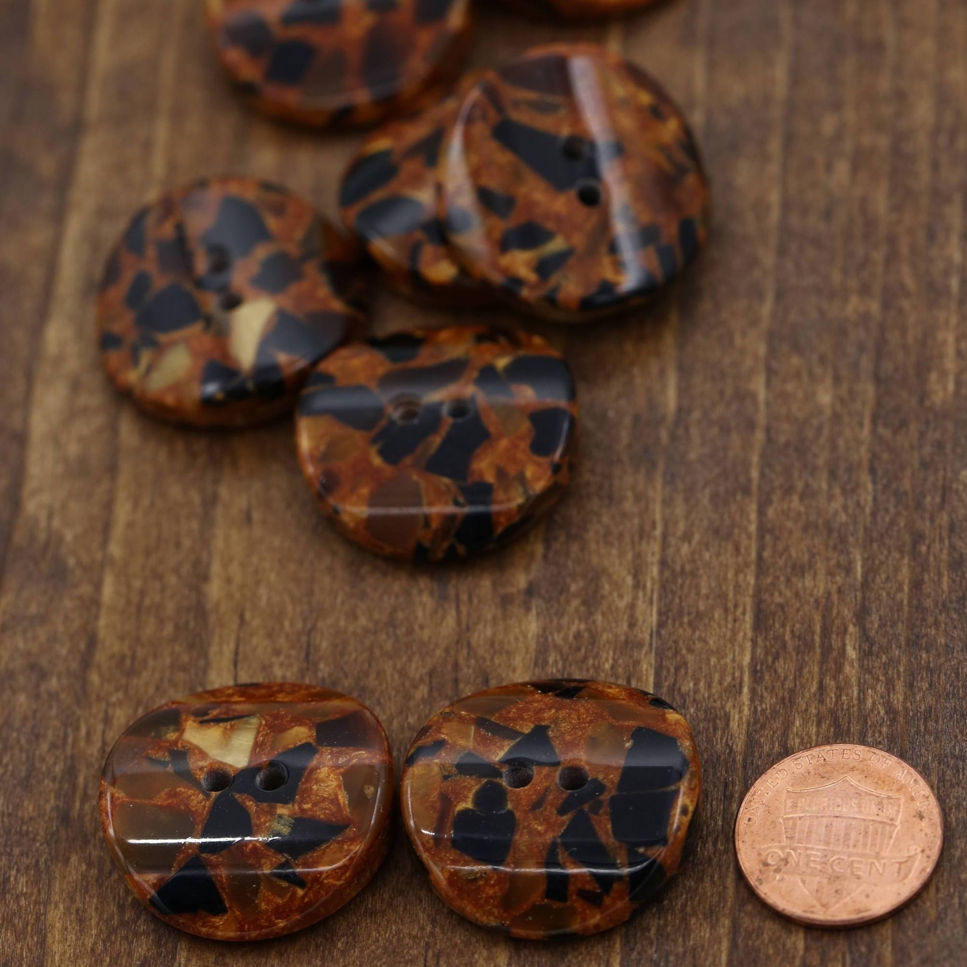 4 Brown Kaleidoscope Tortoise Effect Button