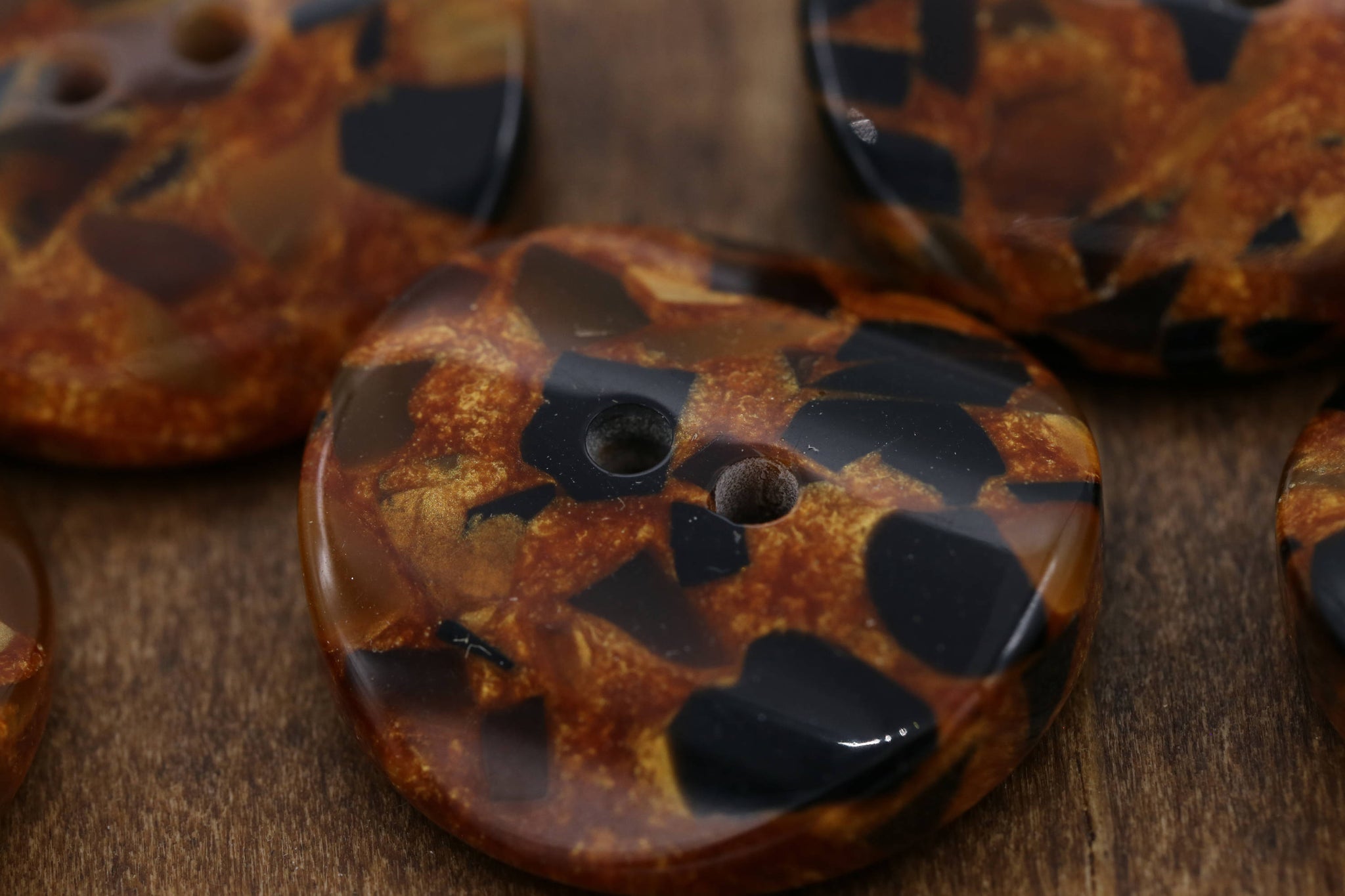 4 Brown Kaleidoscope Tortoise Effect Button