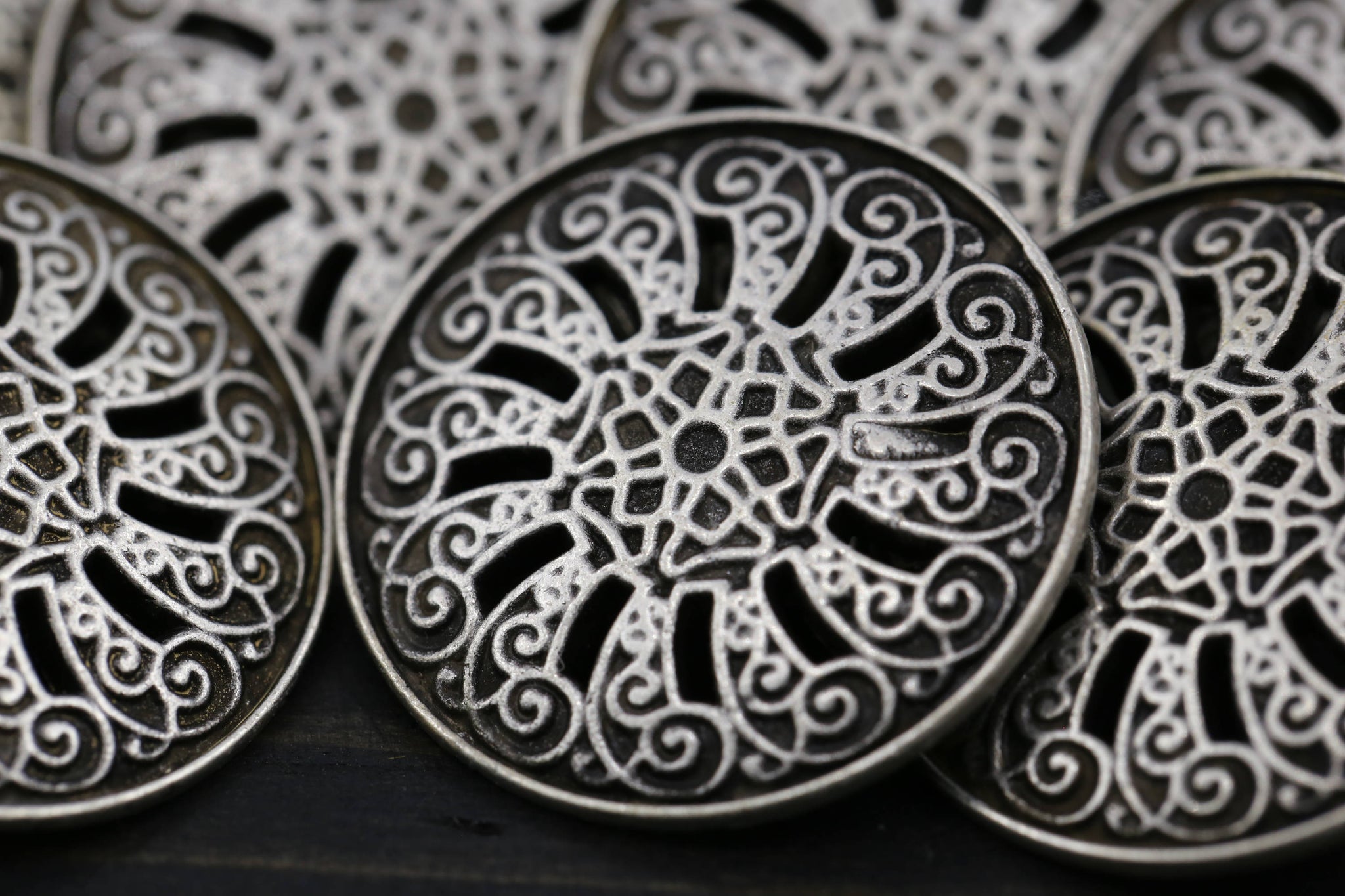 4 Silver Regal Design Flat Metal Button